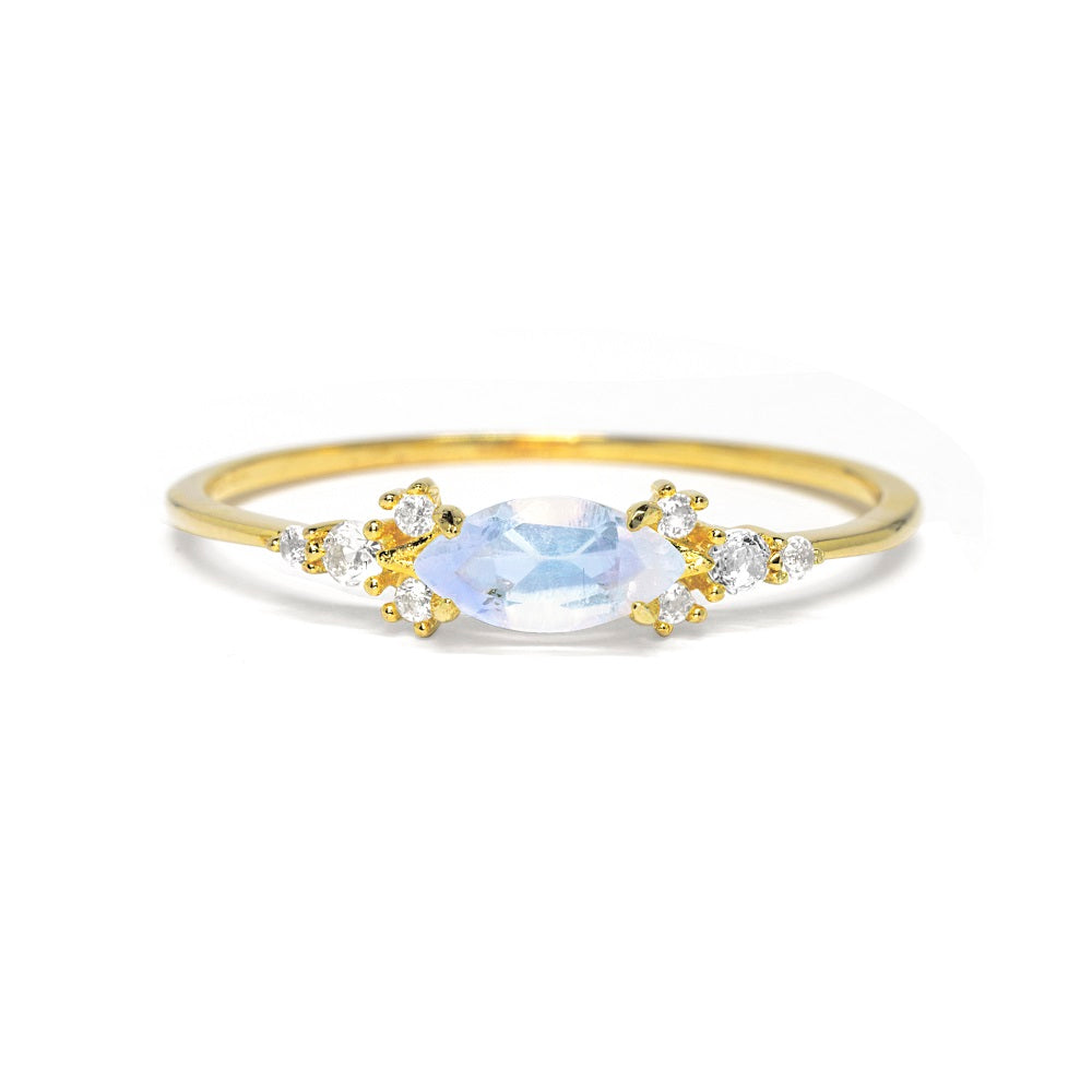 Angel Eye Moonstone Ring Amethyst & White Topaz