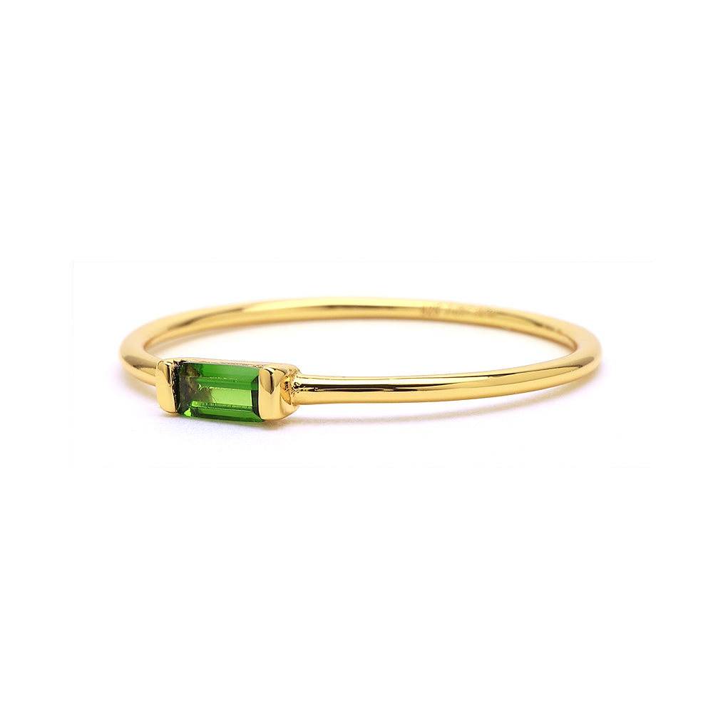Delicate Baguette Diopside Ring