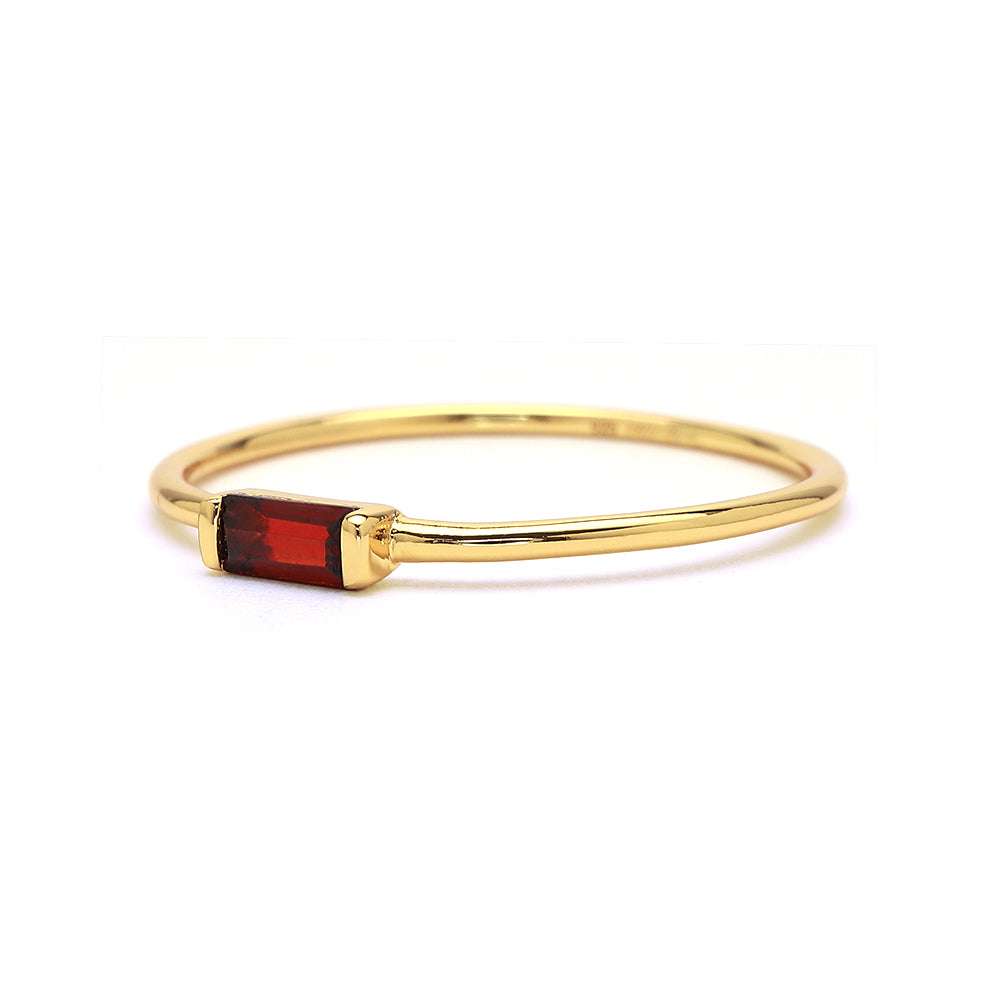 Little Glam Jewelry Delicate Baguette Garnet Ring Garnet