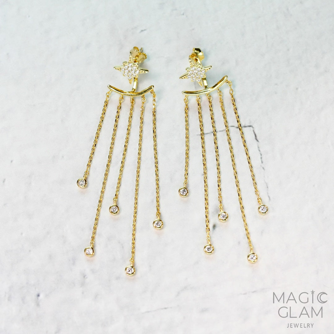 Magic Glam Jewelry Star Tassel Long Earrings - Gold