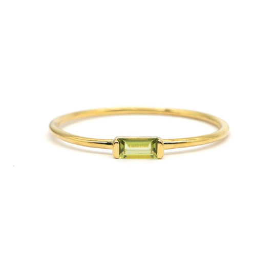 Delicate Baguette Peridot Ring Peridot