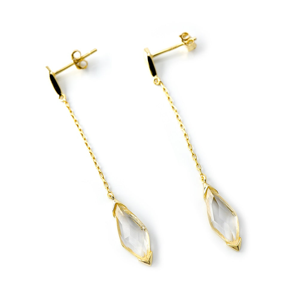 Lozenge Teardrop White Quartz Dangle Earrings White Quartz