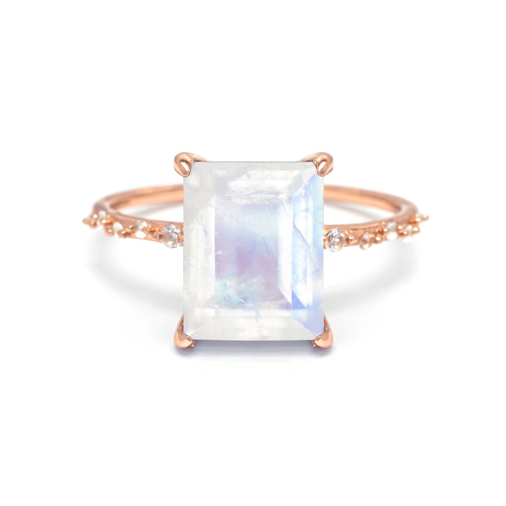 Starlight Baguette Moonstone Ring Moonstone & White Topaz