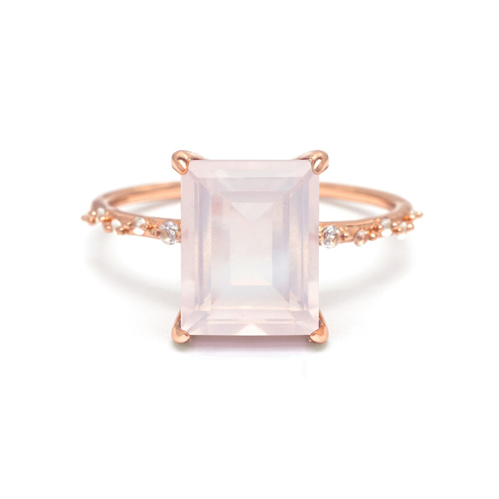 Starlight Baguette Rose Quartz Ring Rose Quartz & White Topaz