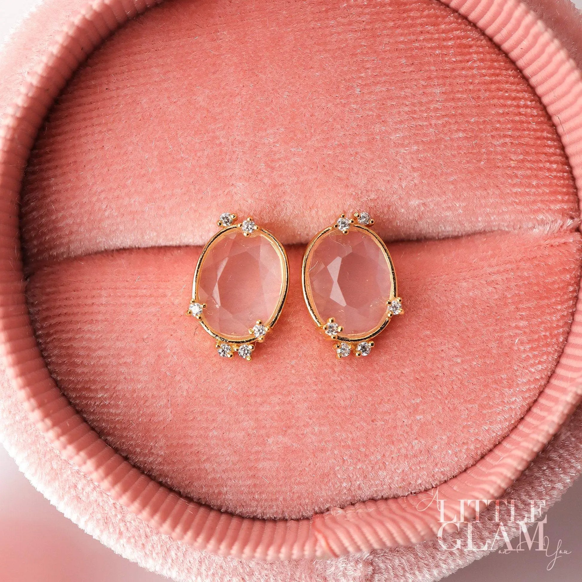 Magic Mirror Rose Quartz Earrings Rose Quartz & Cubic Zirconia