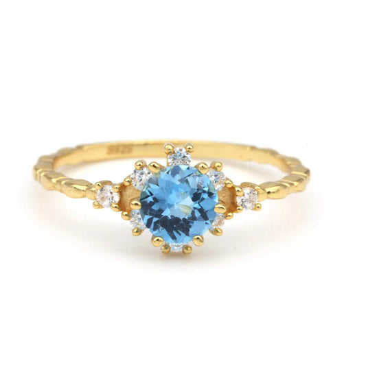 Ocean Eye Blue Topaz Ring Swiss Blue Topaz & Cubic Zirconia