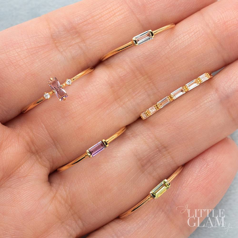 Delicate Baguette White Topaz Band White Topaz