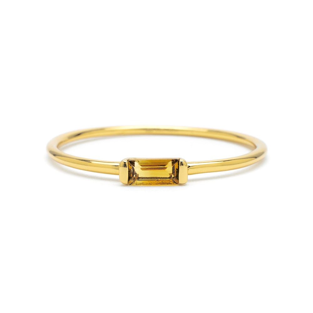 Delicate Baguette Citrine Ring Citrine