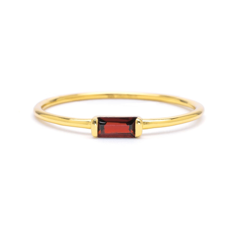 Delicate Baguette Garnet Ring Garnet