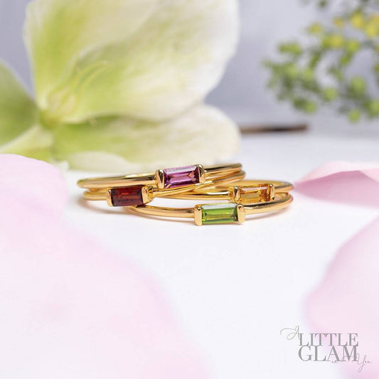 Delicate Baguette Pyrope Ring Garnet