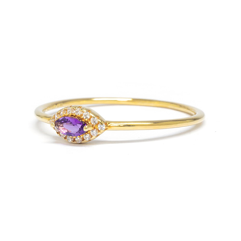 Delicate Marquise Amethyst Ring Amethyst & White Topaz