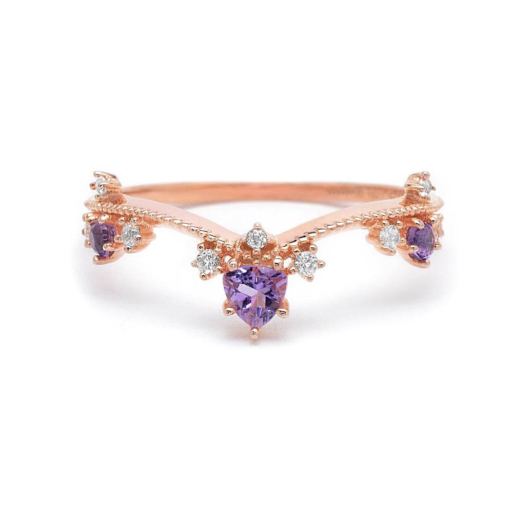 Exotic Princess Amethyst Ring Amethyst & White Topaz