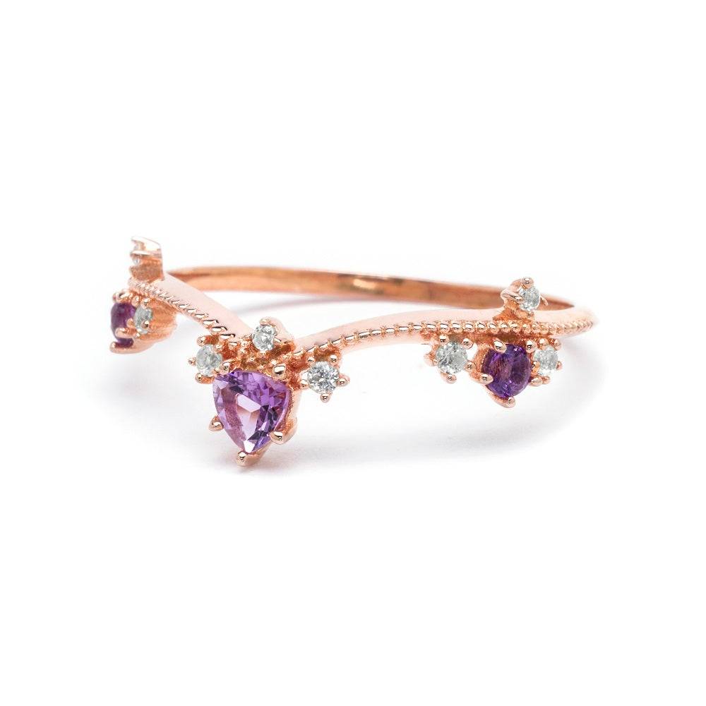 Exotic Princess Amethyst Ring Amethyst & White Topaz