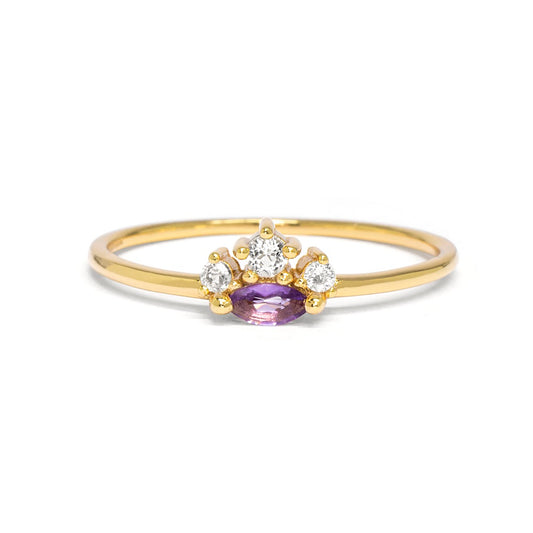 Dainty Amethyst Ring - Magic Princess Amethyst & White Topaz