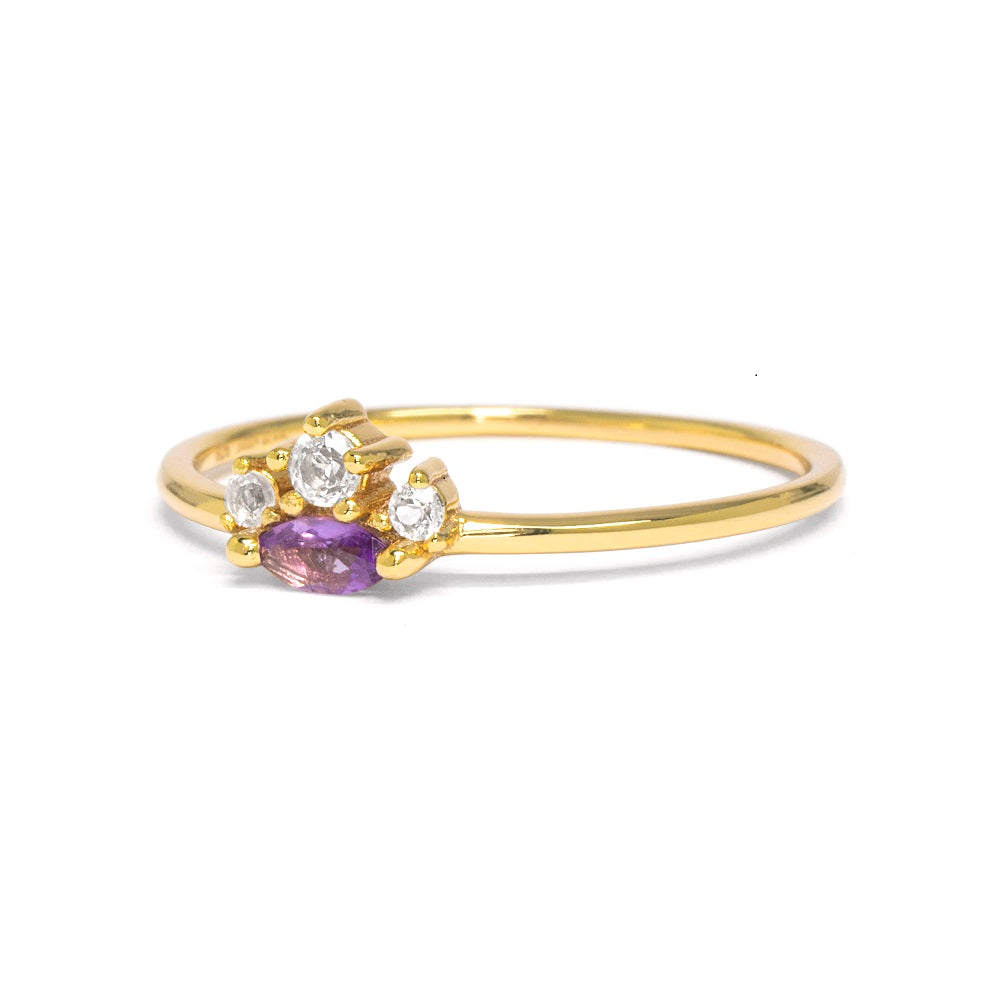 Dainty Amethyst Ring - Magic Princess Amethyst & White Topaz
