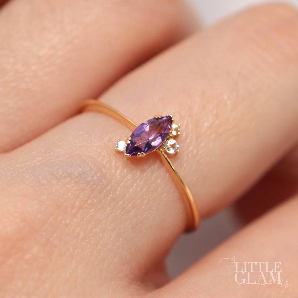 Starry Marquise Amethyst Ring Amethyst & White Topaz