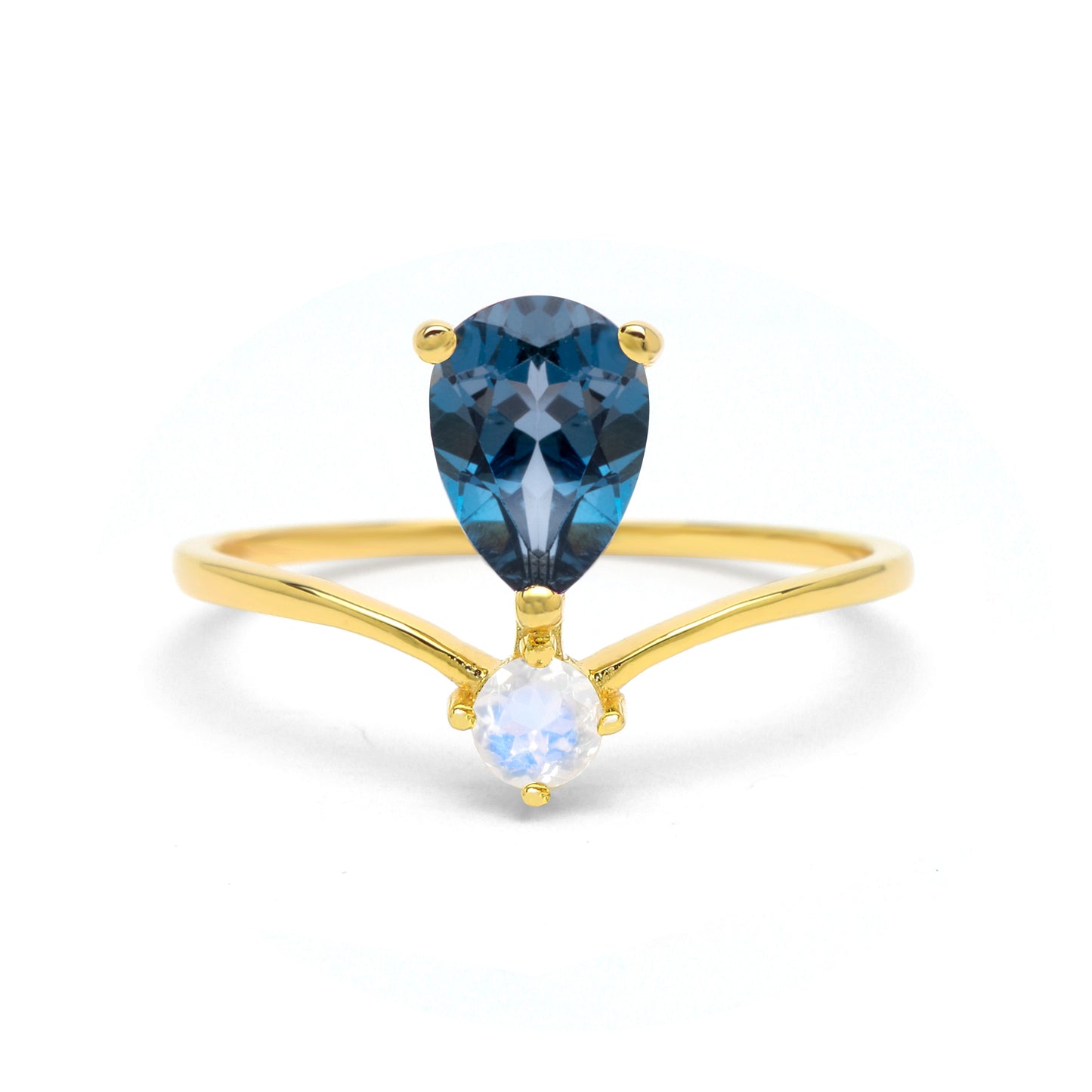 London Blue Topaz Ring  - Elegant Teardrop 