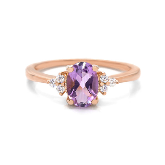 Natural Oval Lavender Amethyst Ring