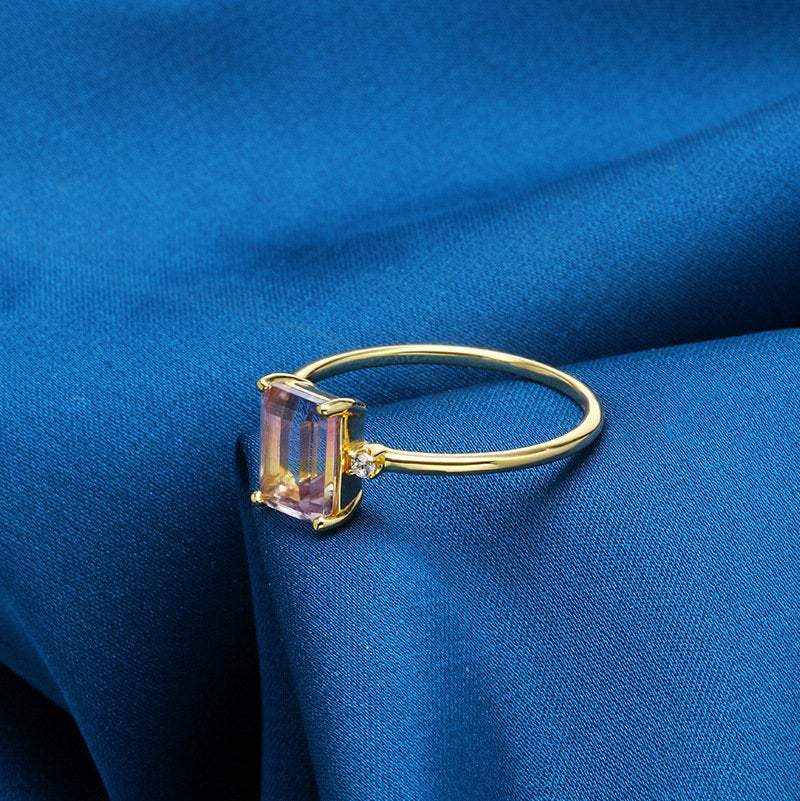 Purple Devotion Ametrine & Wedding Veil Ring Set Ametrine & White Topaz & Cubic Zirconia